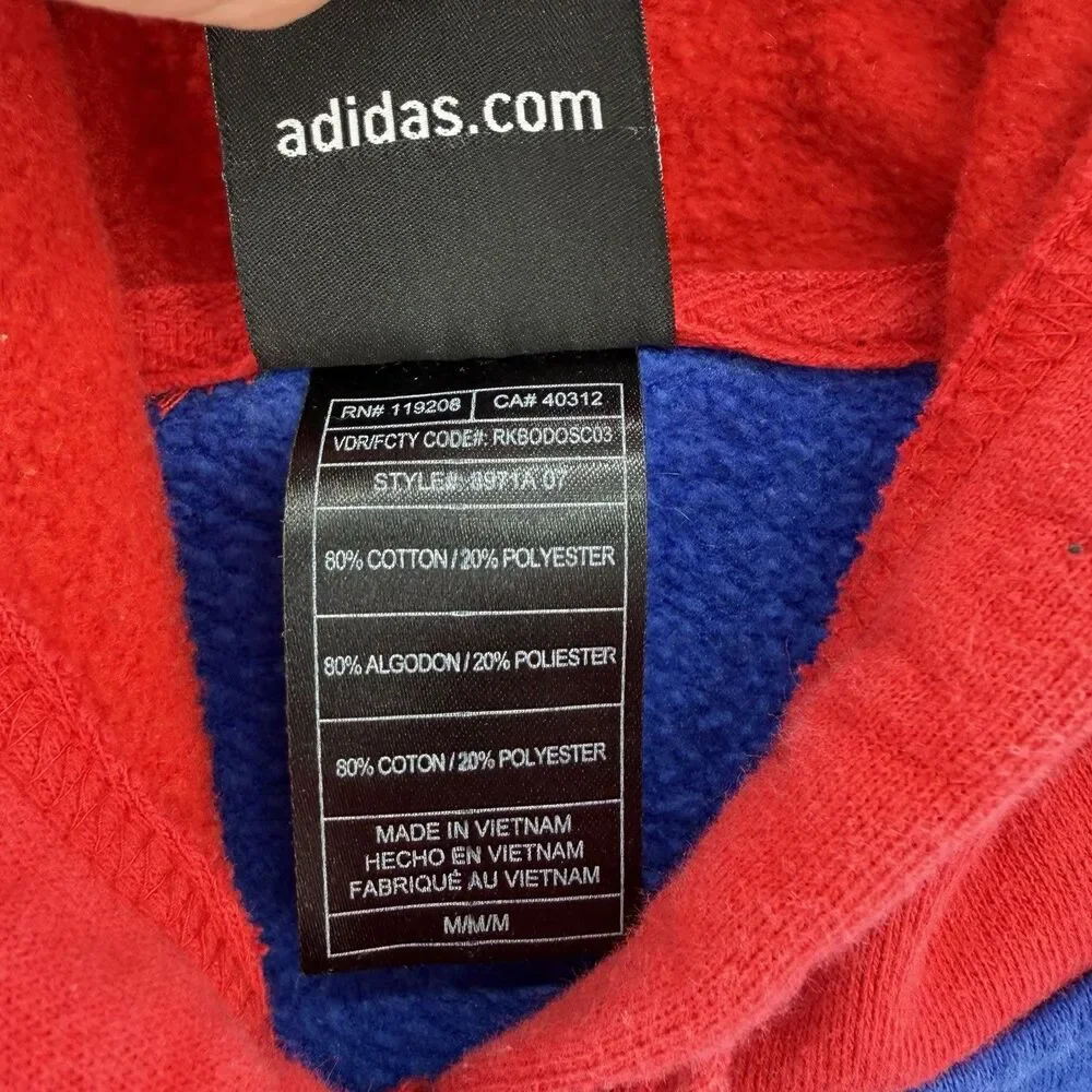 Vintage Y2K Adidas Detroit Pistons NBA Hoodie Mens M Blue Red Embroidered